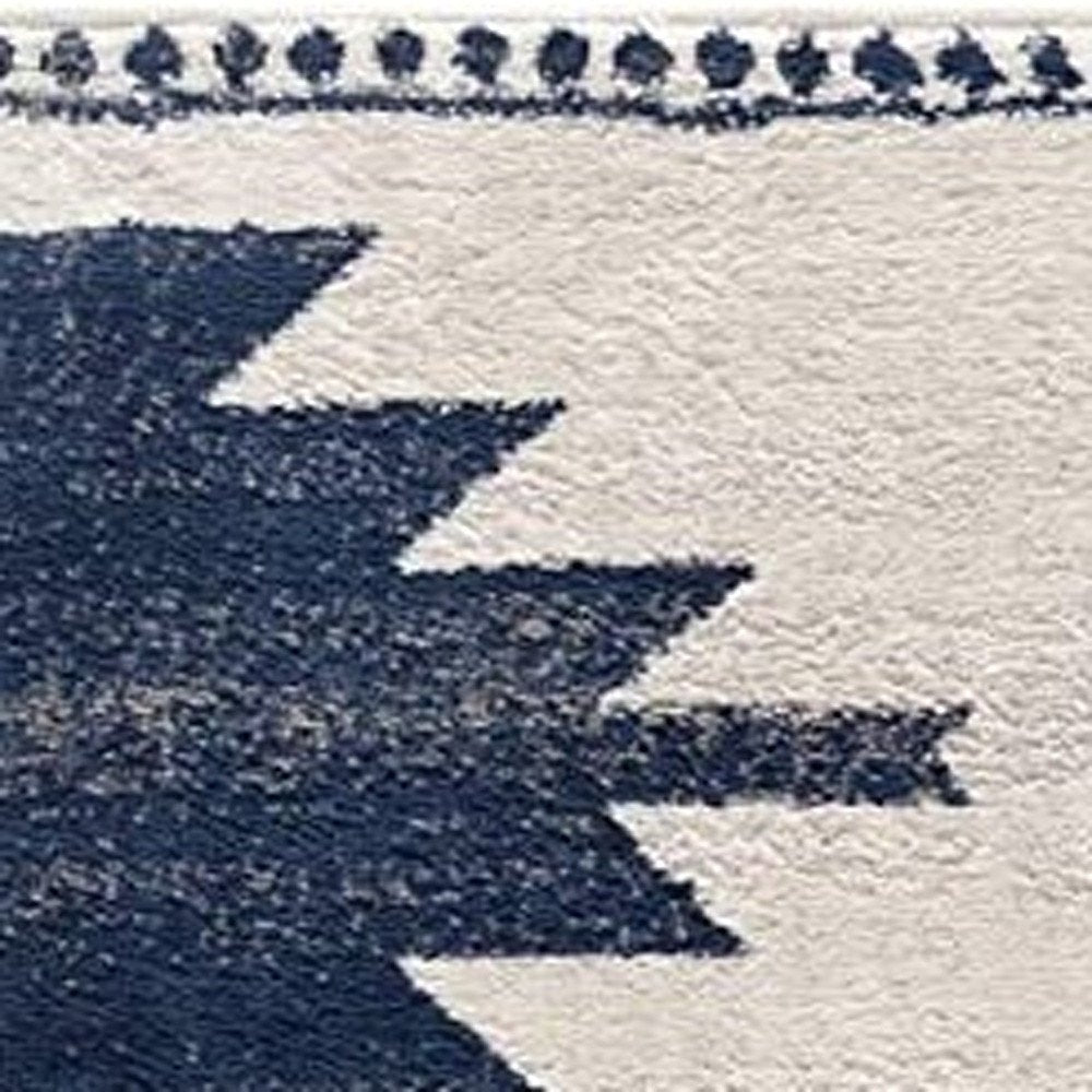 5' X 7' Blue and Ivory Southwestern Area Rug