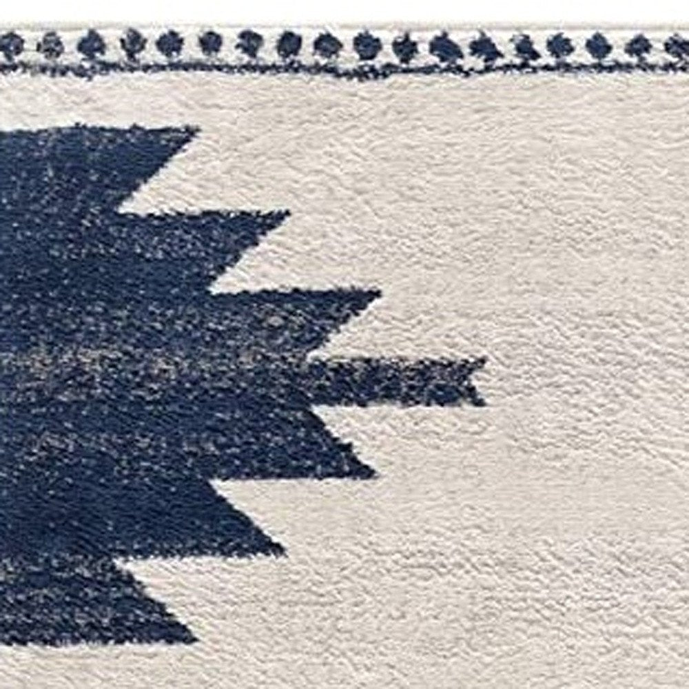 5' X 7' Blue and Ivory Southwestern Area Rug