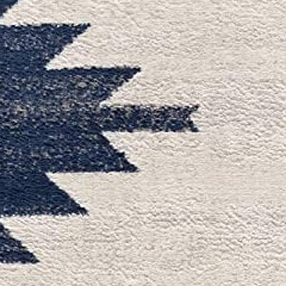 5' X 7' Blue and Ivory Southwestern Area Rug