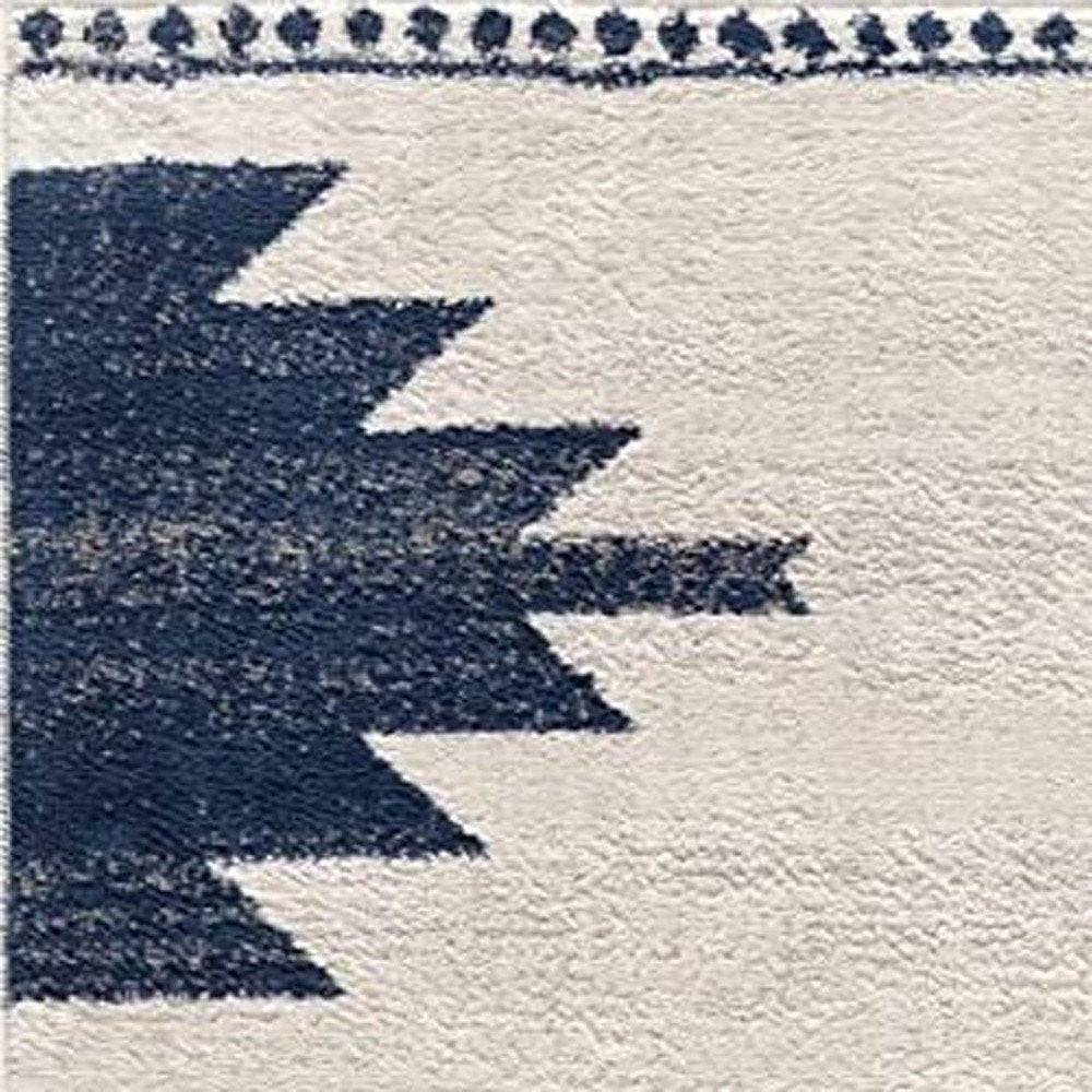 5' X 7' Blue and Ivory Southwestern Area Rug