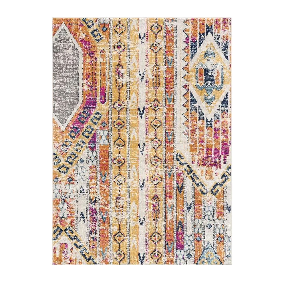 20' Gold And Ivory Southwestern Runner Rug
