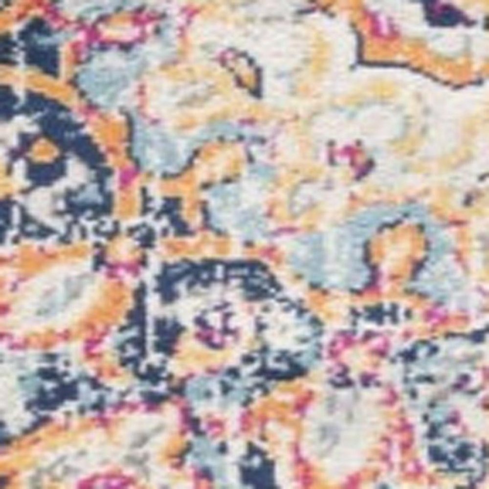 8' X 10' Blue and Beige Medallion Area Rug