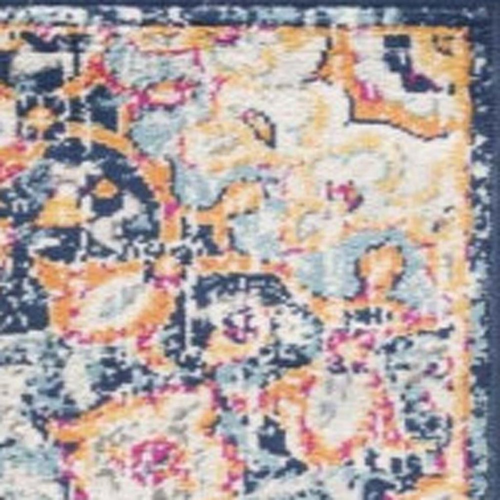 8' X 10' Blue and Beige Medallion Area Rug