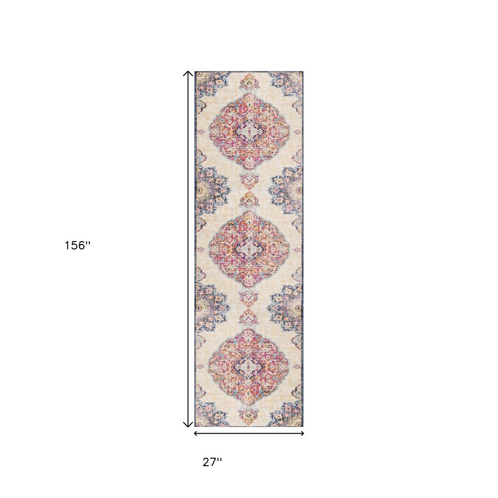 8' X 10' Blue and Beige Medallion Area Rug