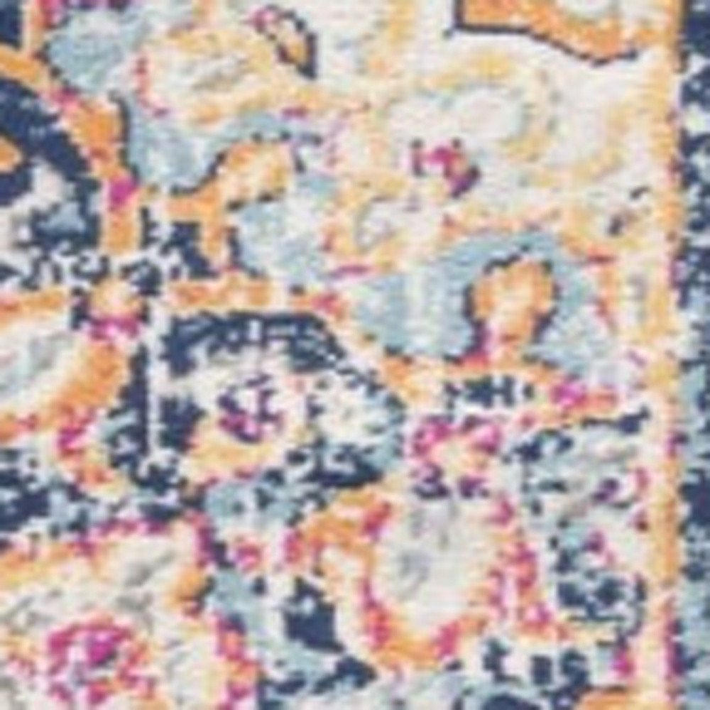 8' X 10' Blue and Beige Medallion Area Rug