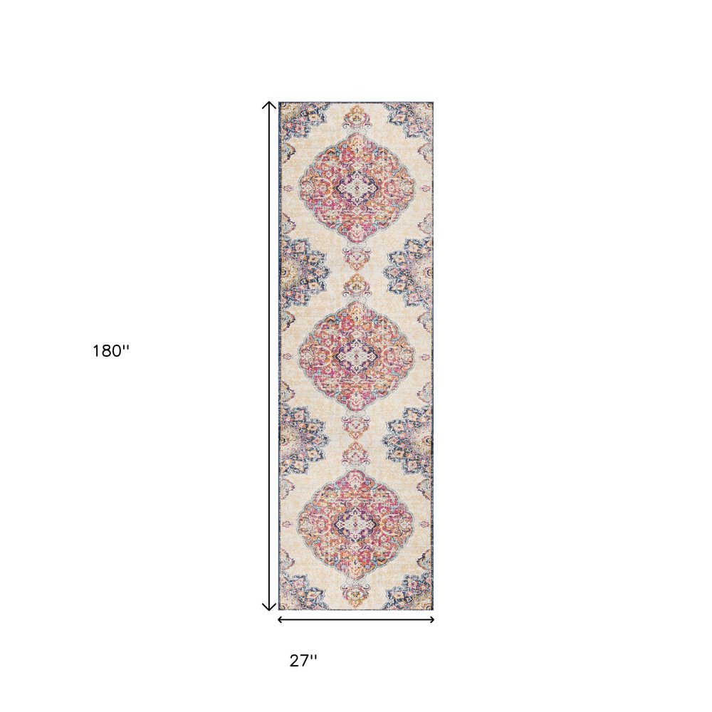 8' X 10' Blue and Beige Medallion Area Rug