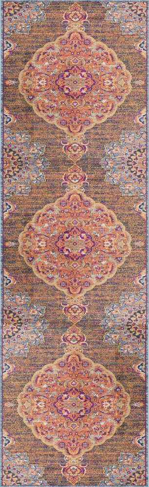 8' X 11' Rustic Orange Medallion Area Rug