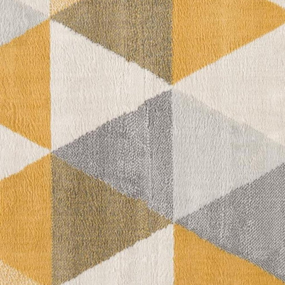 12' X 18' Yellow Geometric Washable Non Skid Area Rug