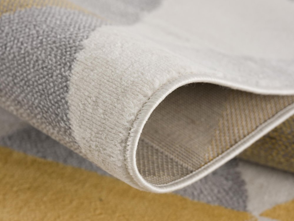 2' X 5' Yellow and Ivory Geometric Area Rug