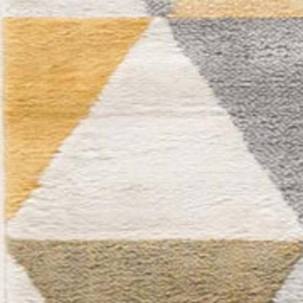 2' X 5' Yellow and Ivory Geometric Area Rug