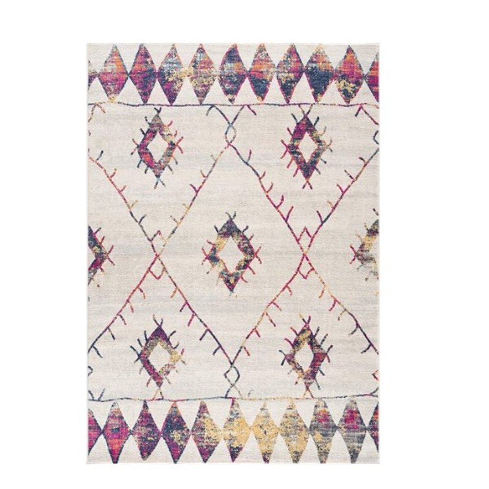 2' X 5' Cream Damask Area Rug