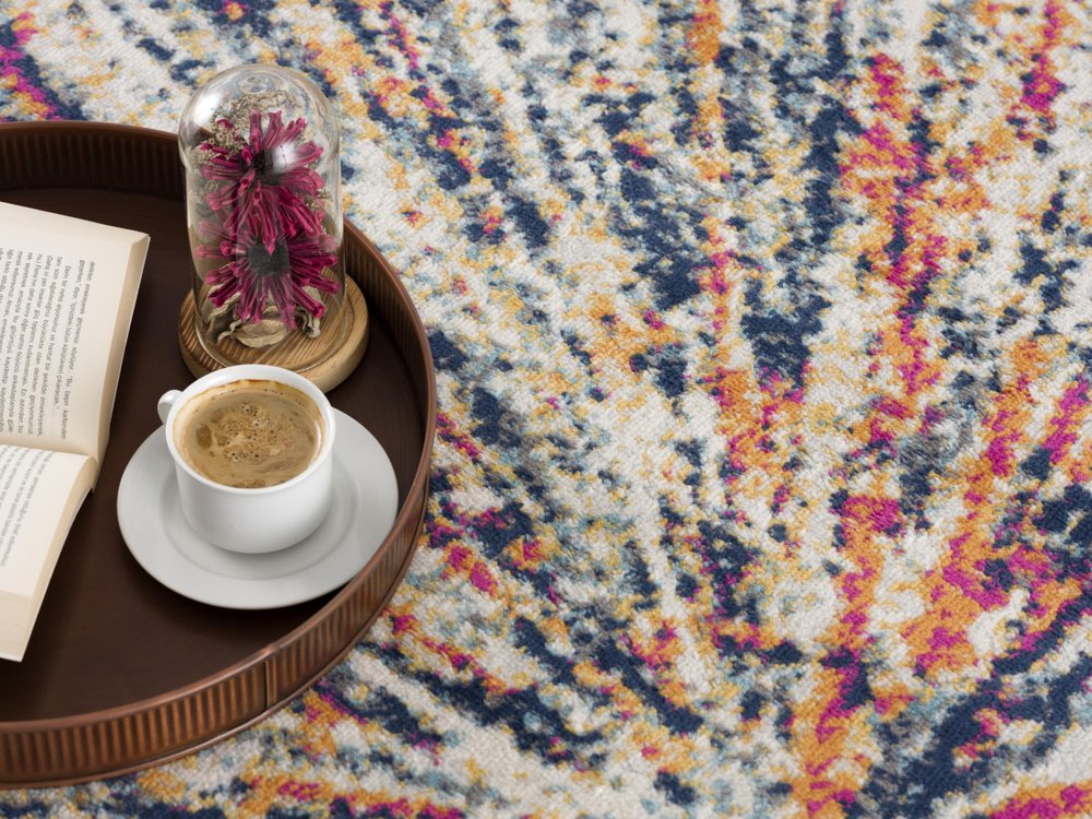 2' X 5' Cream Celestial Burst Abstract Area Rug