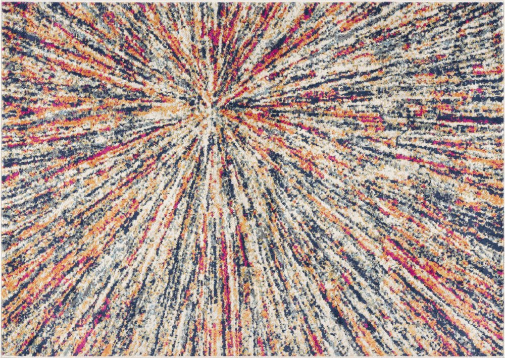 2' X 5' Cream Celestial Burst Abstract Area Rug