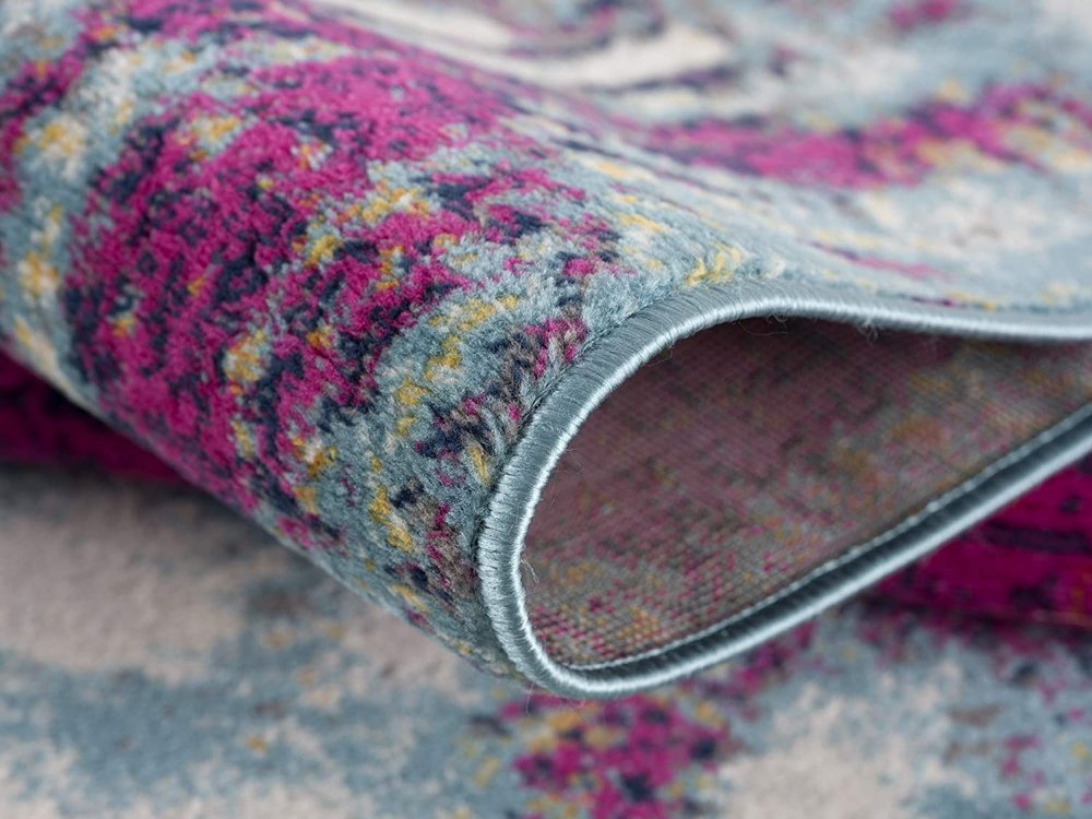 3' X 5' Gray Ivory And Magenta Abstract Area Rug