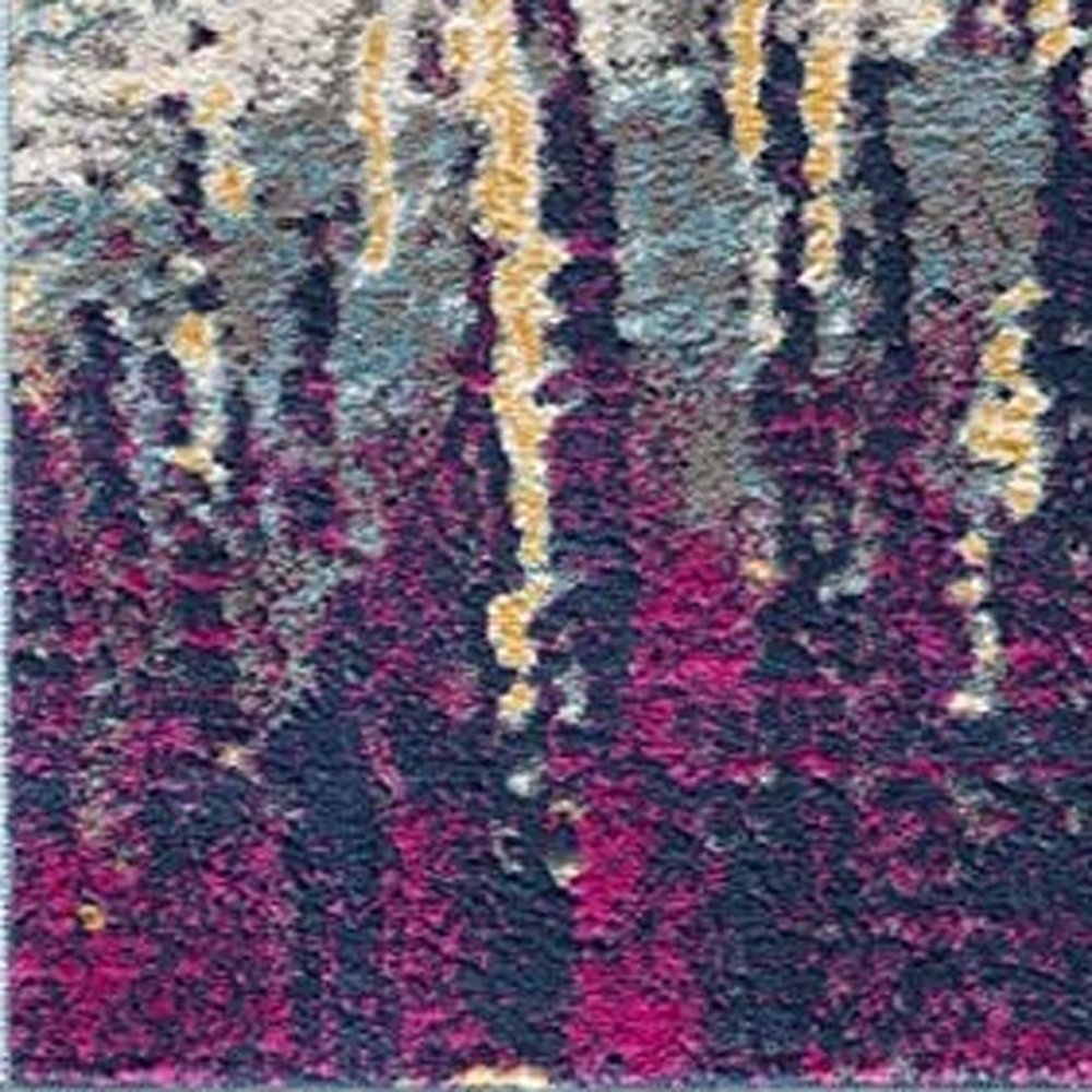 3' X 5' Gray Ivory And Magenta Abstract Area Rug