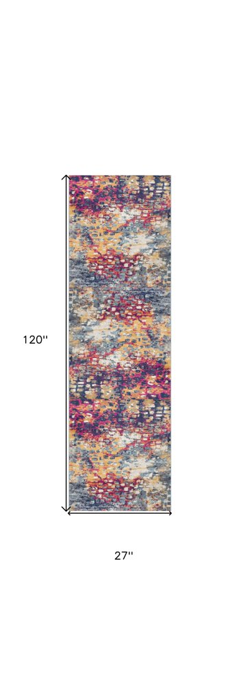 8' X 10' Blue and Ivory Abstract Area Rug