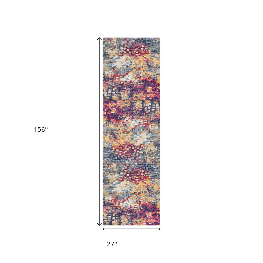 8' X 10' Blue and Ivory Abstract Area Rug