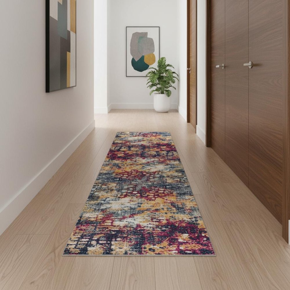 8' X 10' Blue and Ivory Abstract Area Rug