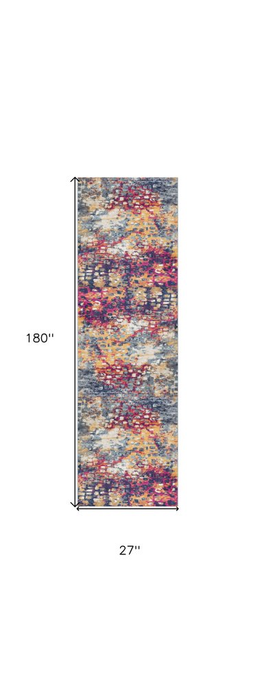 8' X 10' Blue and Ivory Abstract Area Rug