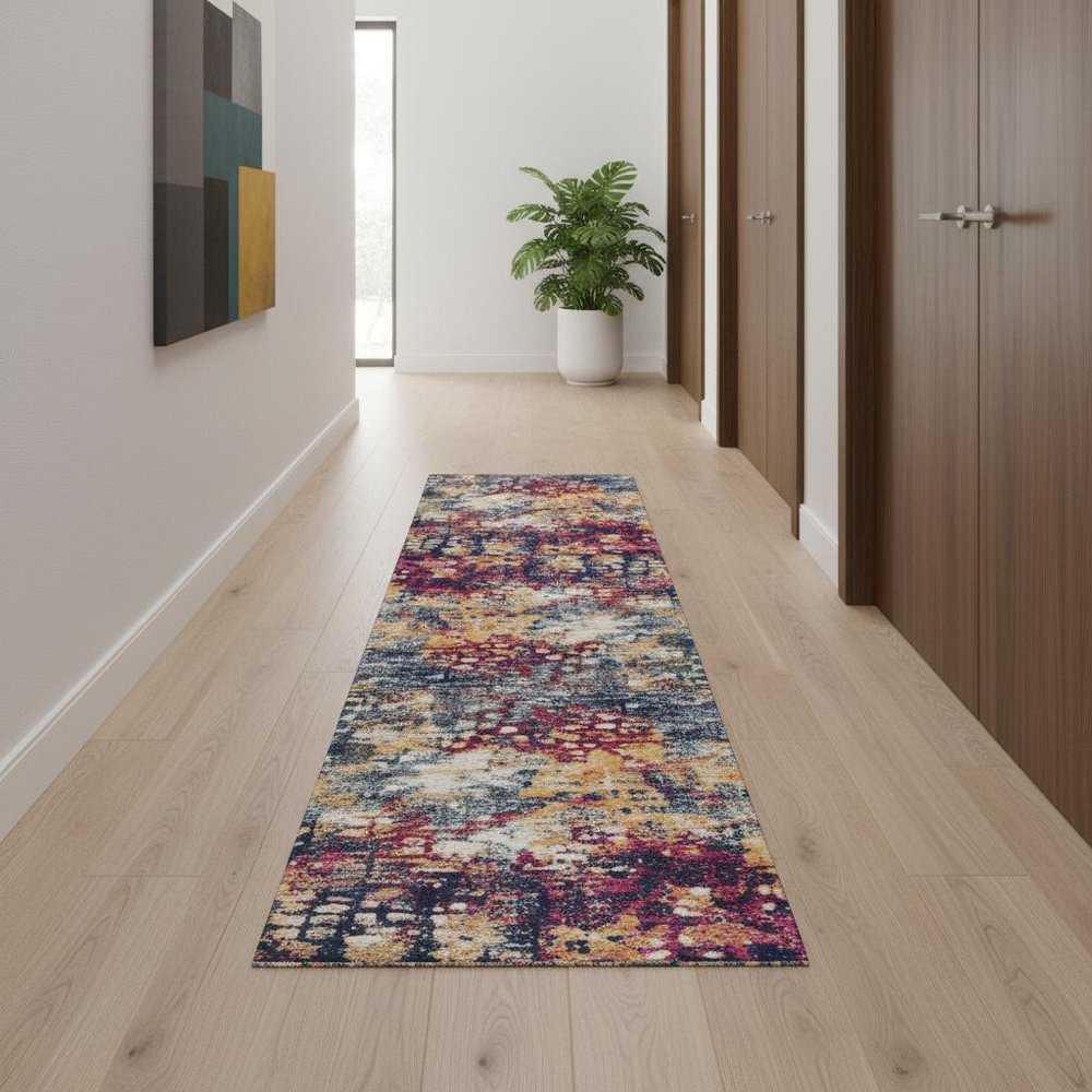 8' X 10' Blue and Ivory Abstract Area Rug