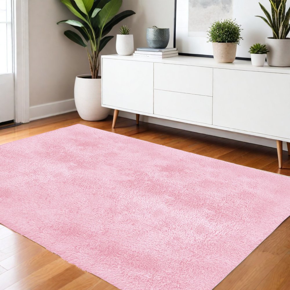 5' X 7' Pink Shag Area Rug
