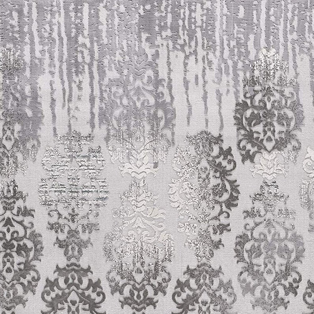 5' X 7' Gray Damask Power Loom Area Rug
