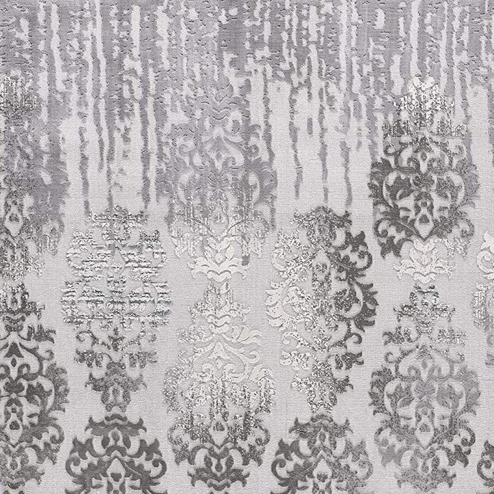 5' X 7' Gray Damask Power Loom Area Rug