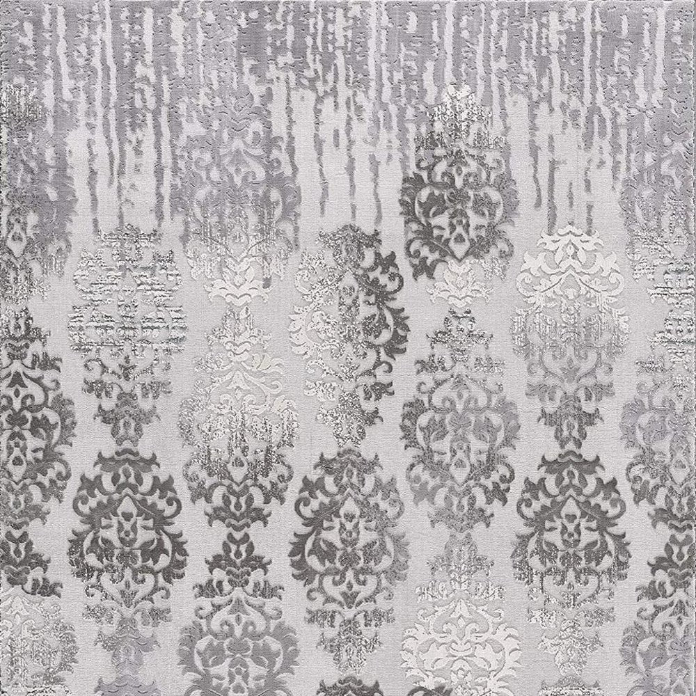 5' X 7' Gray Damask Power Loom Area Rug