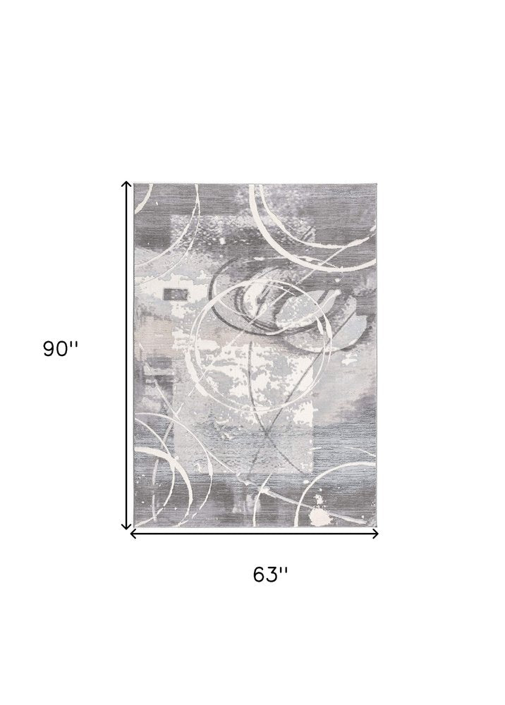6' X 9' Gray Abstract Power Loom Area Rug