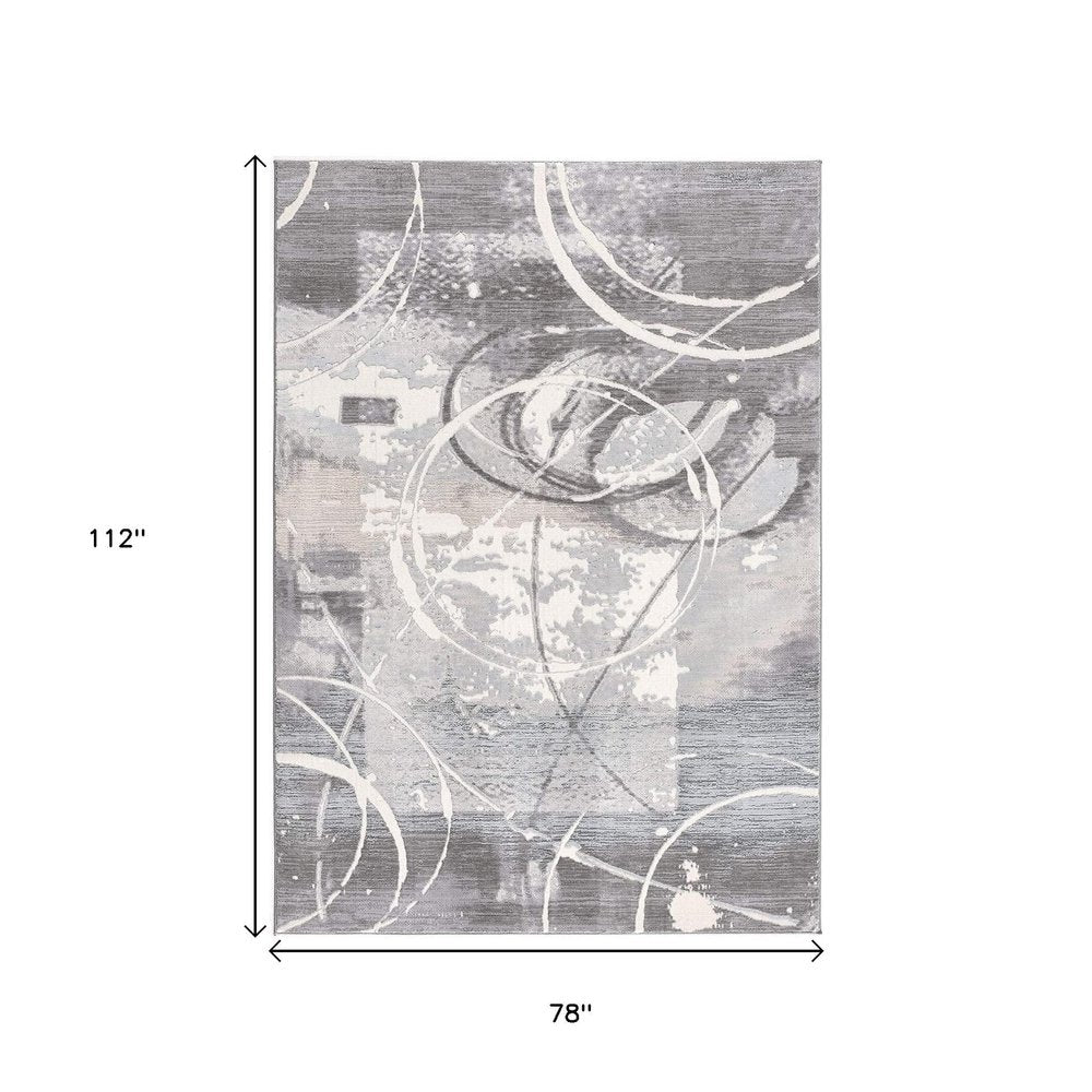 6' X 9' Gray Abstract Power Loom Area Rug