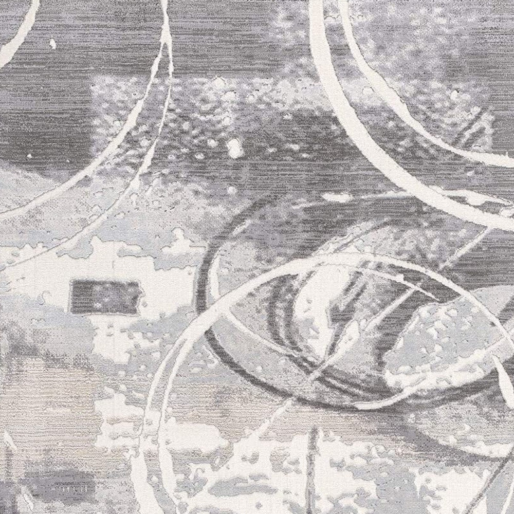 6' X 9' Gray Abstract Power Loom Area Rug