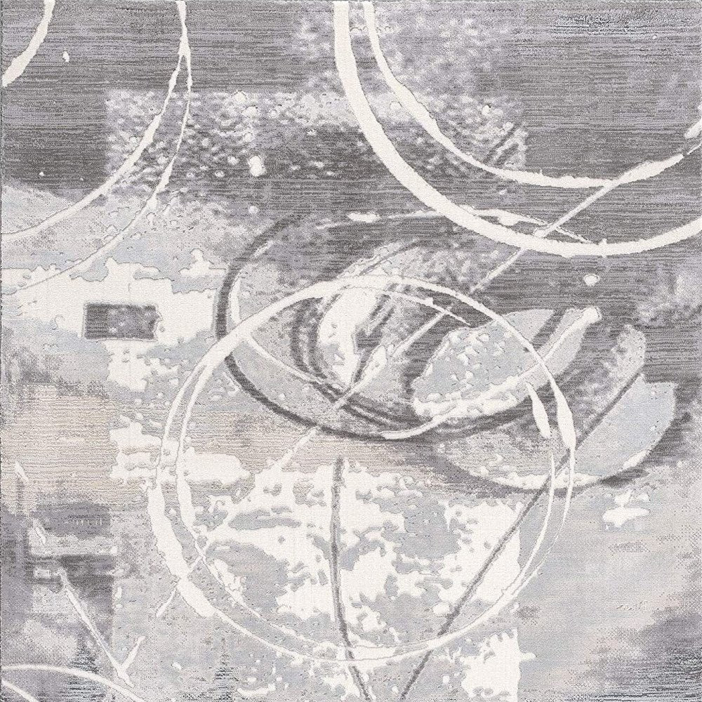 6' X 9' Gray Abstract Power Loom Area Rug