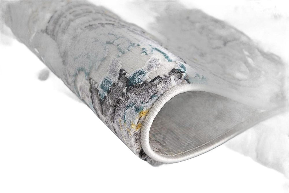 6' X 9' Gray Damask Power Loom Area Rug