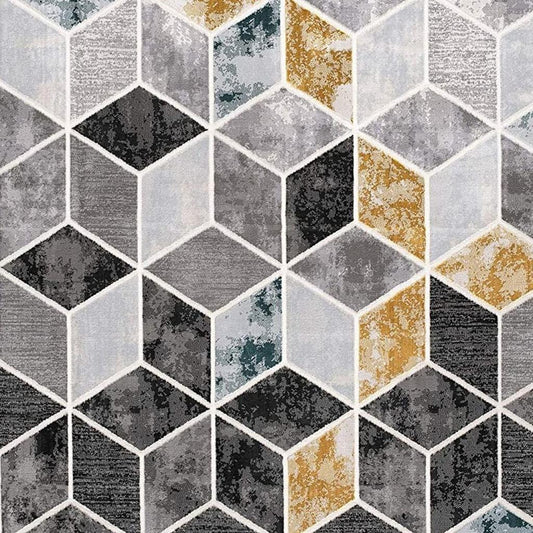 5' X 7' Gray Geometric Power Loom Area Rug