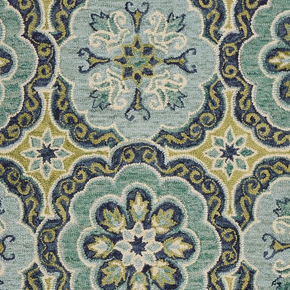 8' X 10' Green Wool Geometric Hand Tufted Area Rug