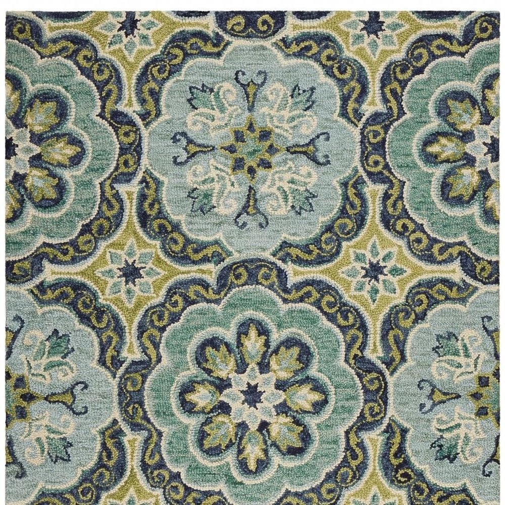 8' X 10' Green Wool Geometric Hand Tufted Area Rug