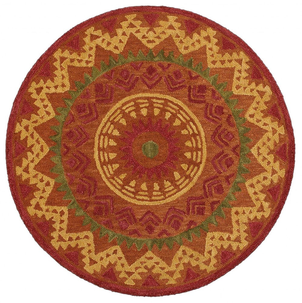 4' Round Orange Decorative Area Rug