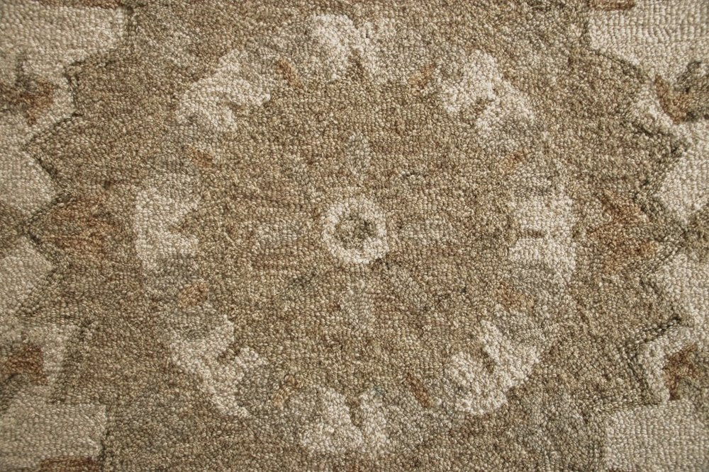 3' Round Tan Retro Modern Medallion Area Rug