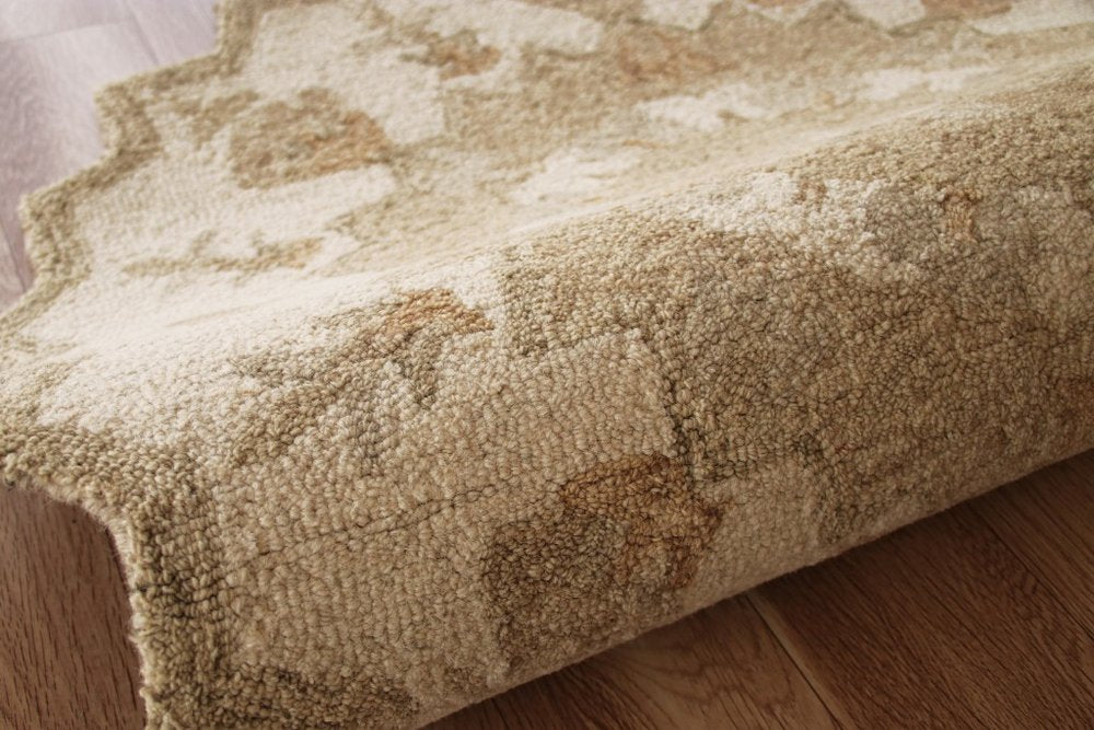 3' Round Tan Retro Modern Medallion Area Rug