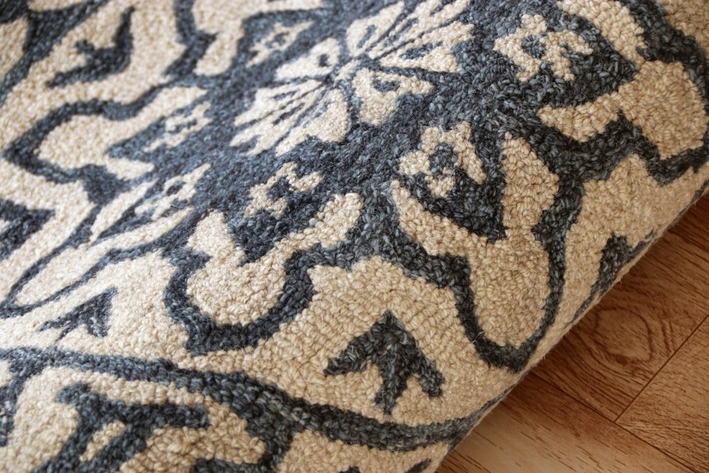 2' X 4' Navy And White Decorative Hearth Rug