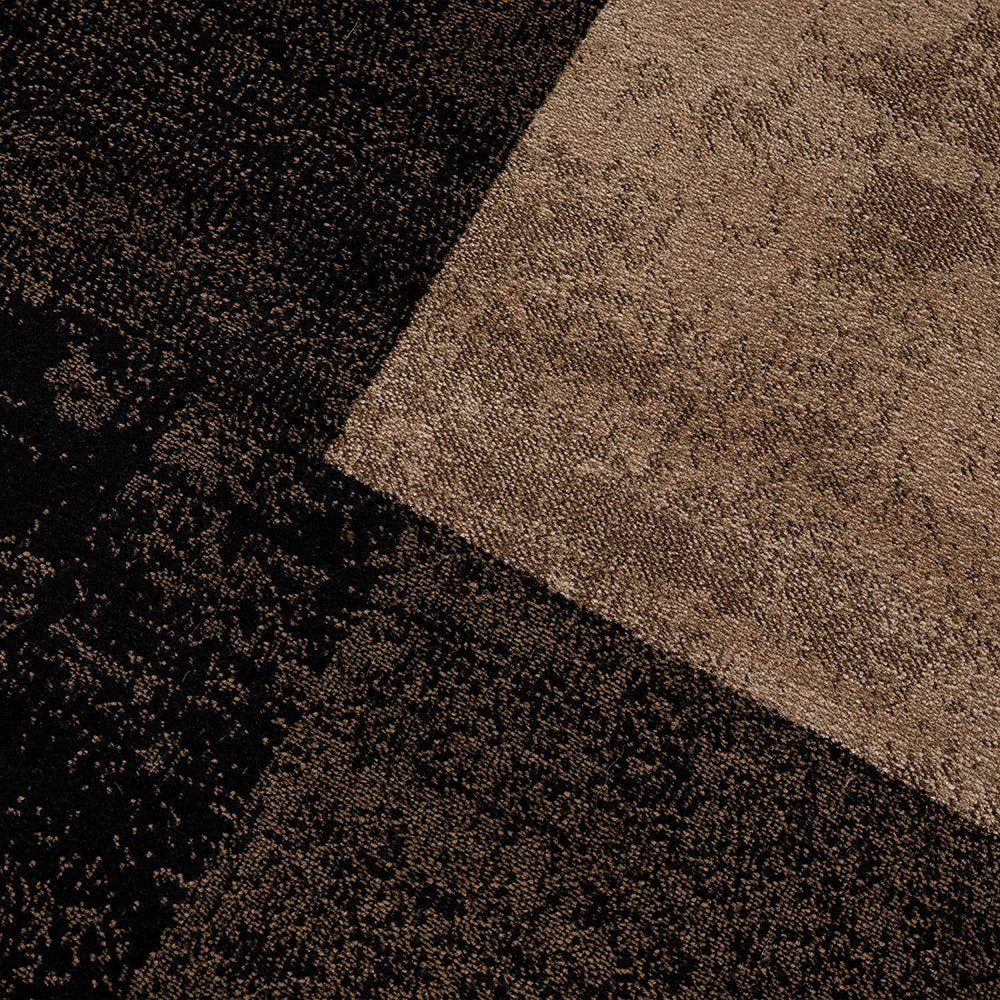 13' Brown And Black Geometric Shag Runner Rug