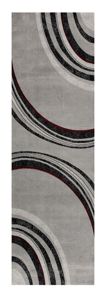 10' Gray Abstract Power Loom Runner Rug