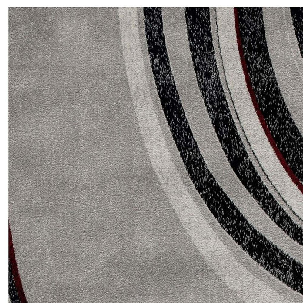 10' Gray Abstract Power Loom Runner Rug