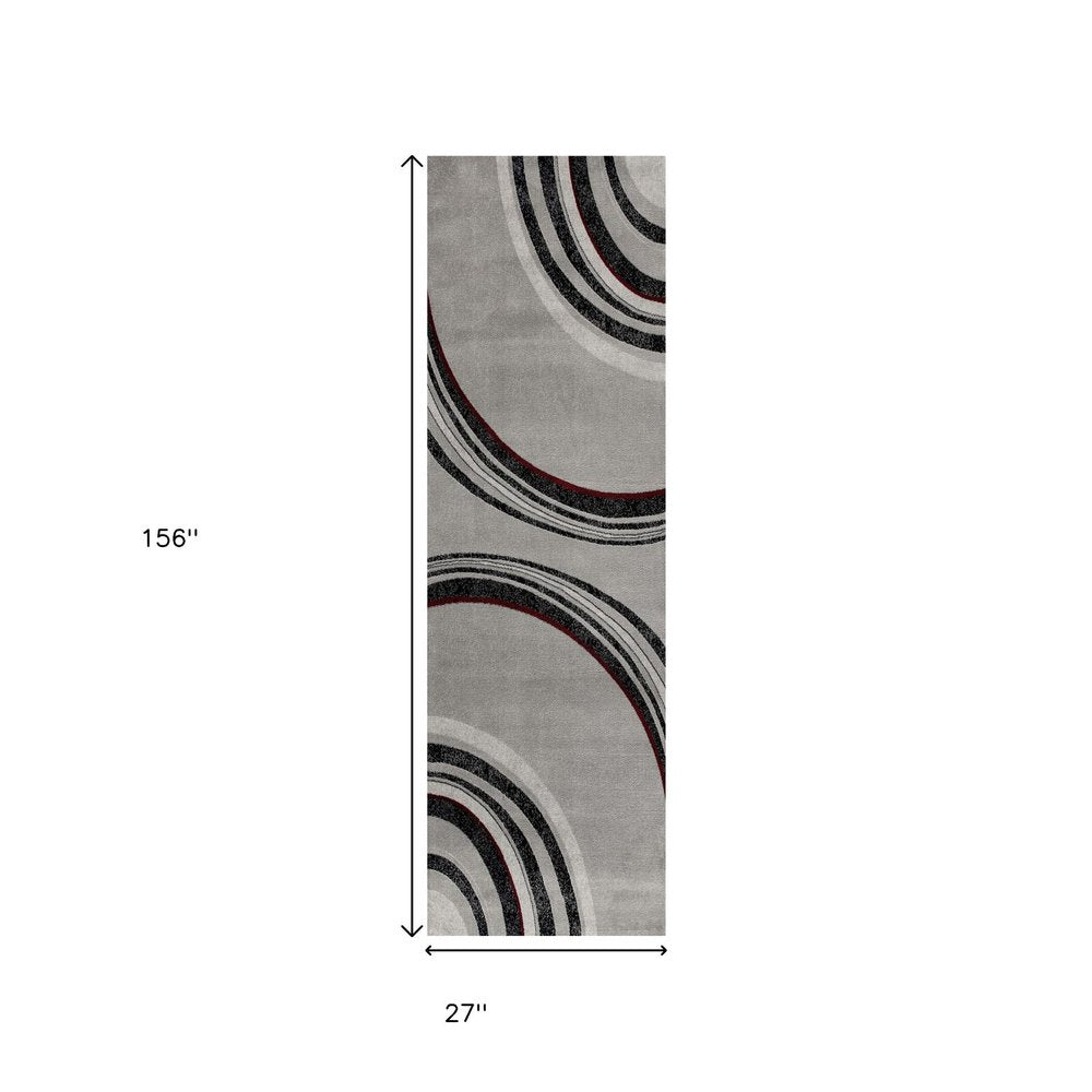 10' Gray Abstract Power Loom Runner Rug