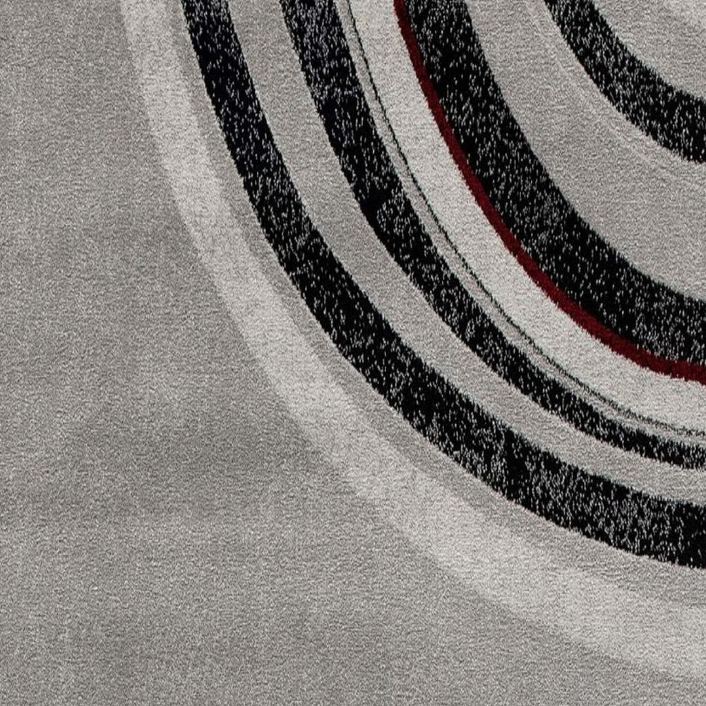 10' Gray Abstract Power Loom Runner Rug
