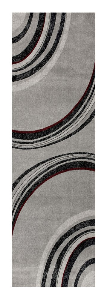 10' Gray Abstract Power Loom Runner Rug