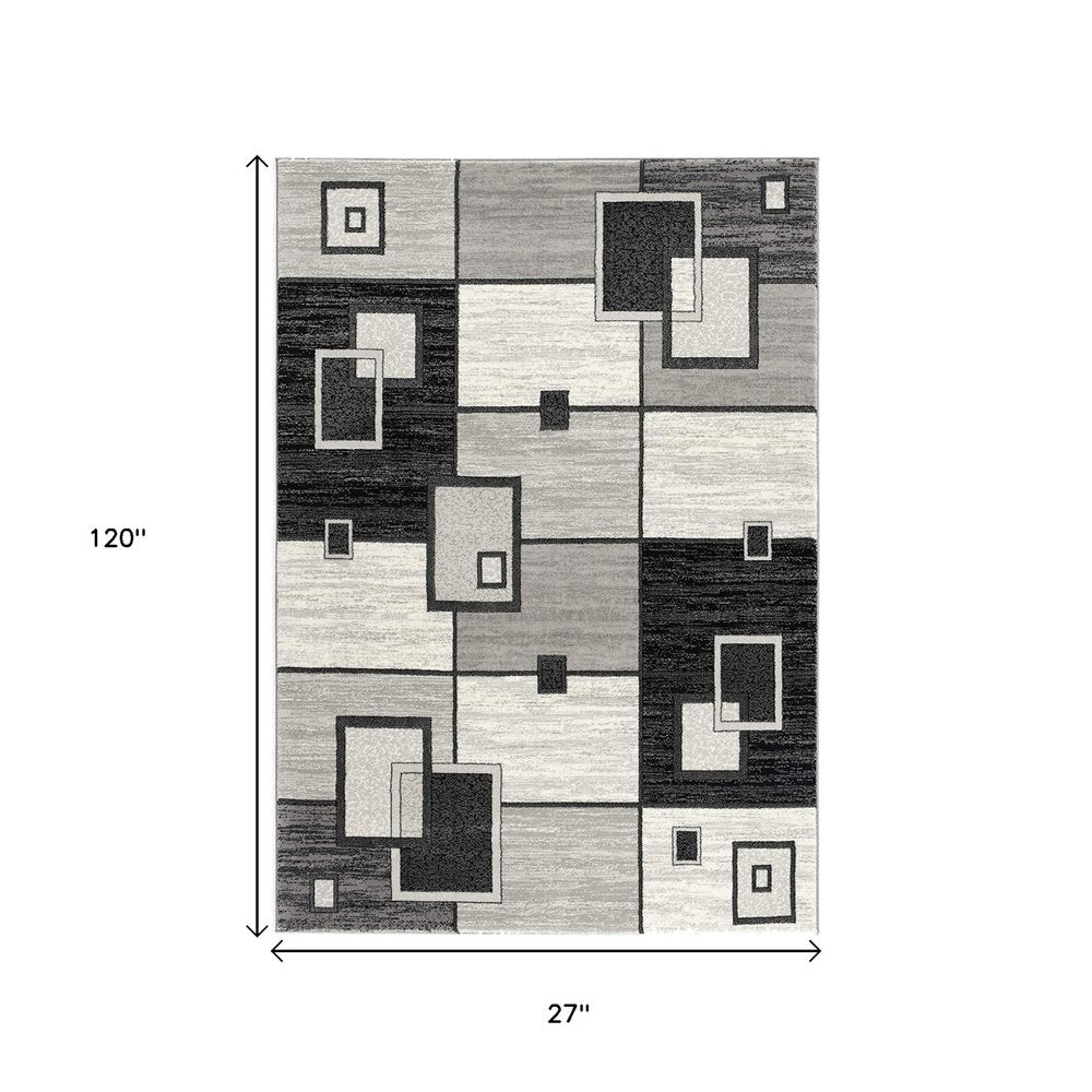 6' X 9' Gray Abstract Dhurrie Area Rug