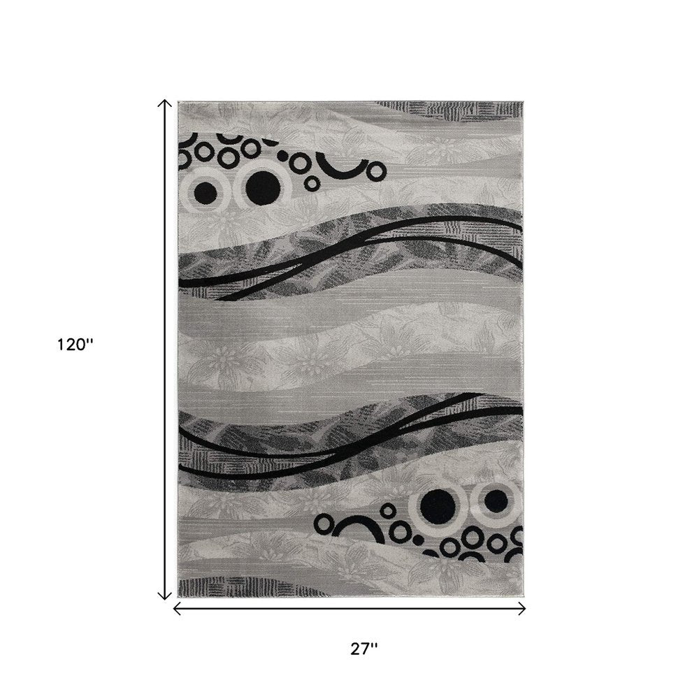 5' X 7' Gray And Black Abstract Area Rug