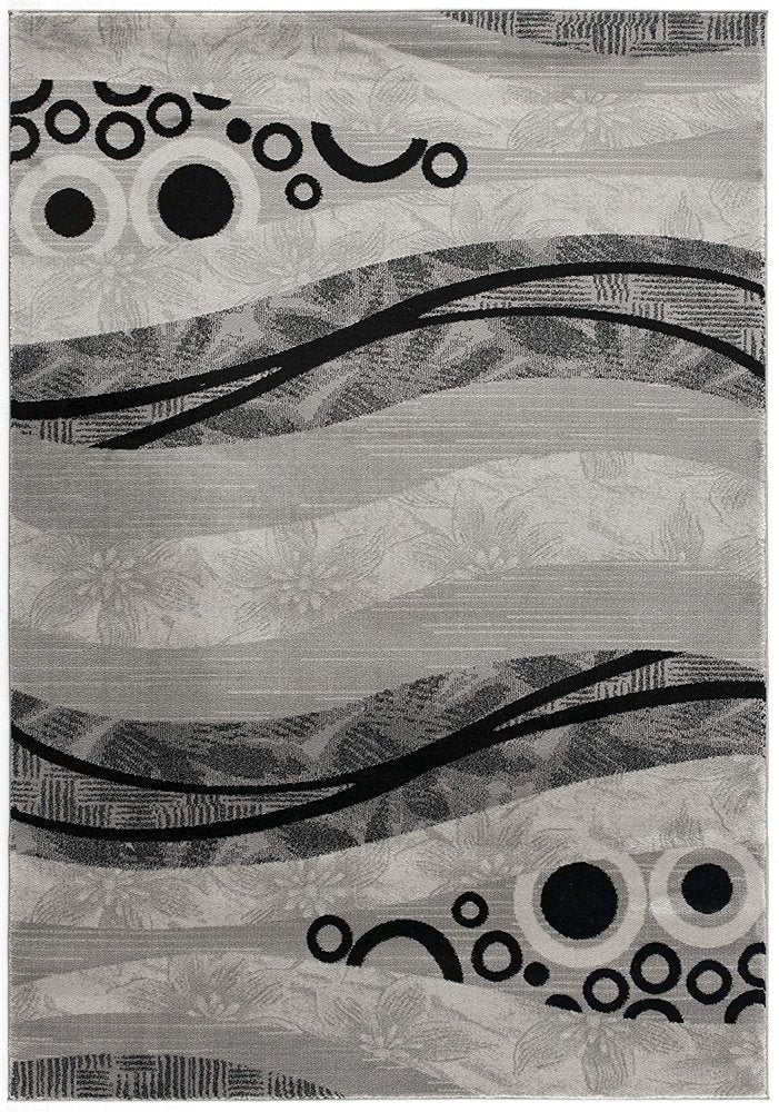 5' X 7' Gray And Black Abstract Area Rug