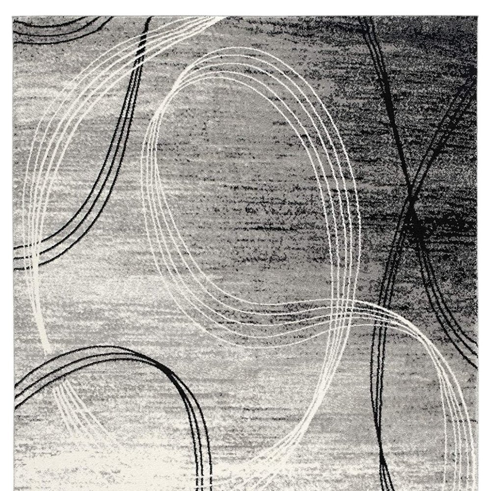 2' X 4' Gray Abstract Dhurrie Area Rug